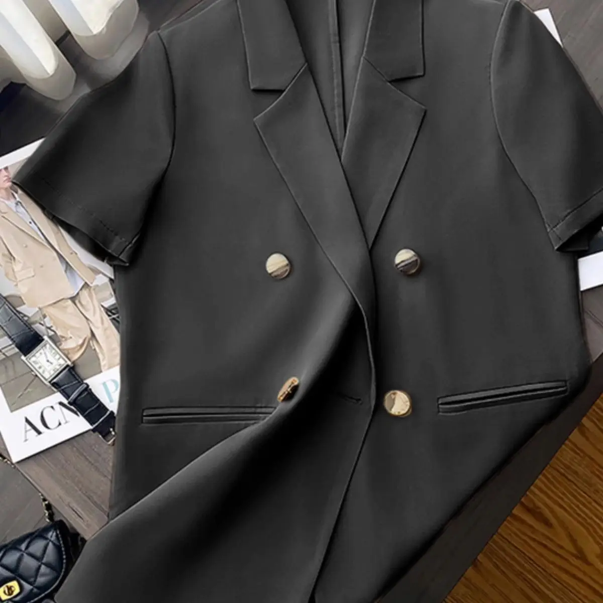 Dames cropped jas nieuw in externe kleding crop blazer vrouw stretch laag voorkant populaire seizoensgebonden zachte jeugdige topcoat aura