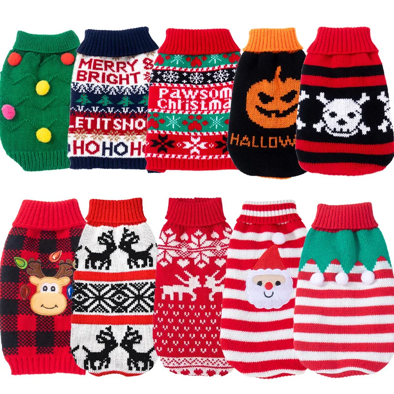 Warm Dog Clothes for Small Medium Dogs Knitted Cat Sweater Pet Clothing for Chihuahua Bulldogs Puppy Costume Coat Winter