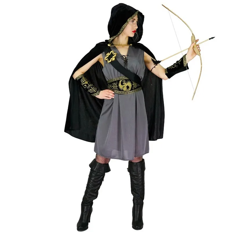 Women Halloween Hunter Archer Costumes Female Warrior Cosplay Carnival Purim Parade Masquerade Stage Role Play Show Party Dress