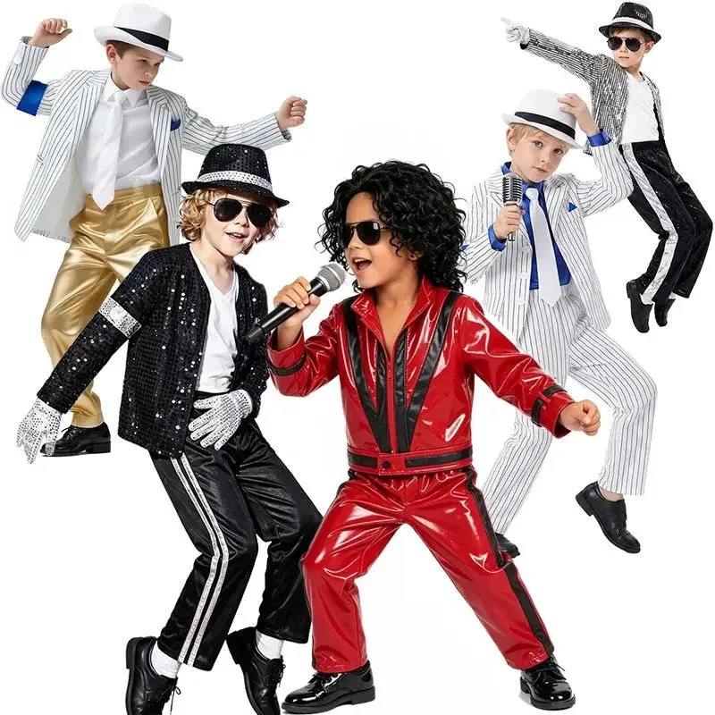 2026 Michael Jackson 80s Pop Star  Costume Classic Performance Stage Dancer Festival Singer Boys Outfit Halloween Party view 2