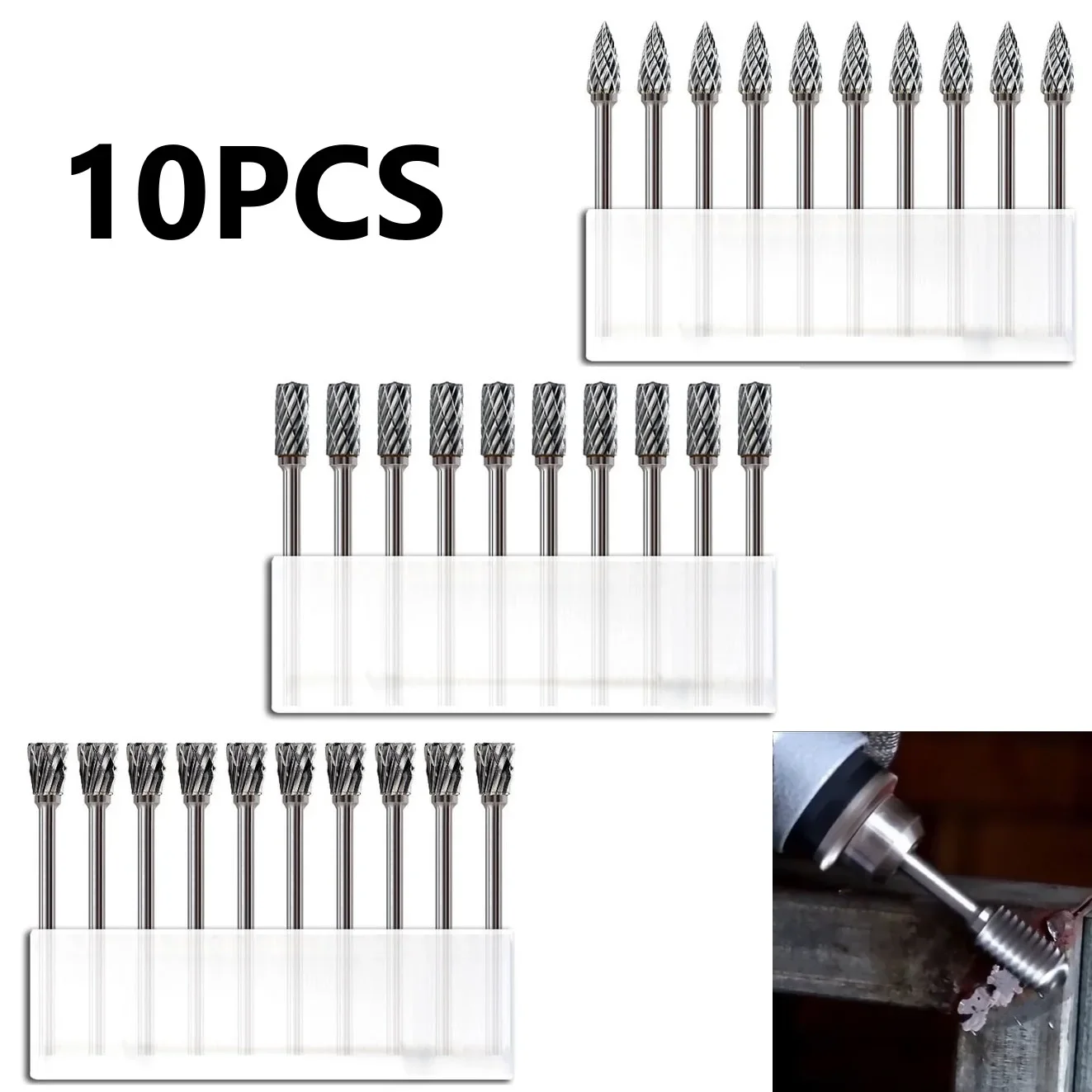 

10pcs HSS Routing Router Bits Burr Rotary Tools Rotary Carving Carved Cutter Tool Engraving Wood Working Used 3x6mm