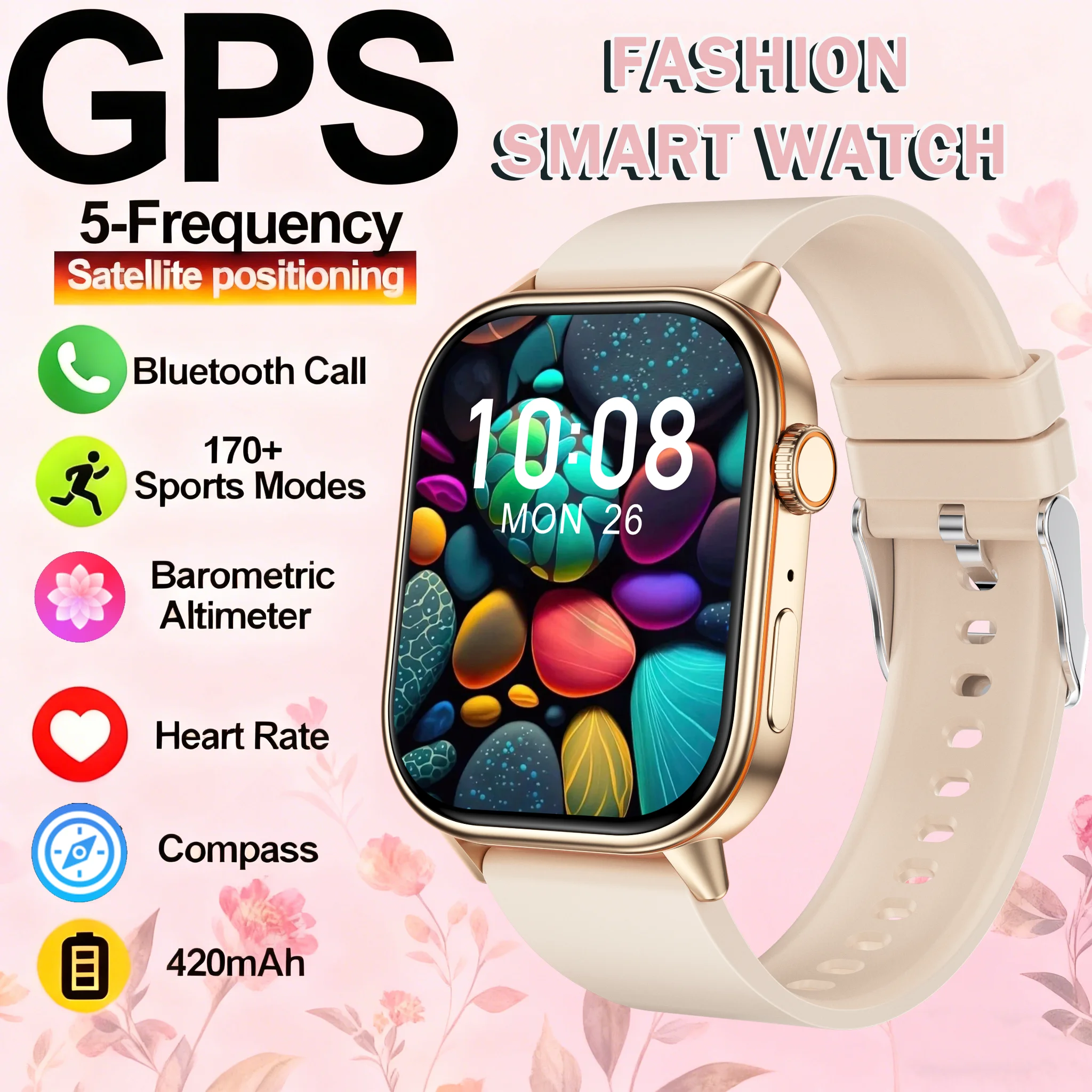 

2025New Android and IOS GPS Watch Smart Watches Women 420mAh 2.01" AMOLED Full Touch Screen BT Call Ladies Fashion Smartwatch