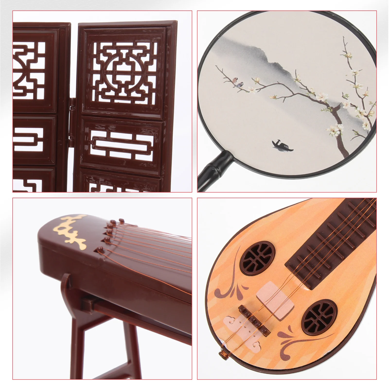 

4 Pcs Household Simulated Ancient Furniture Ornaments Office Decoration Pp Miniature Prop