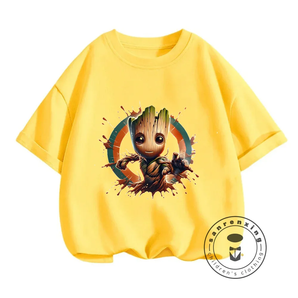 

Chic Marvel Groot Animated Superhero T-Shirts Stylish Cartoon Prints on Kawaii O-Neck Street Fashion Tees for Boys and Girls