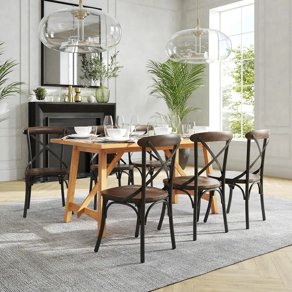 كرسي Fruitwood X-Back مع دعم معدني #5