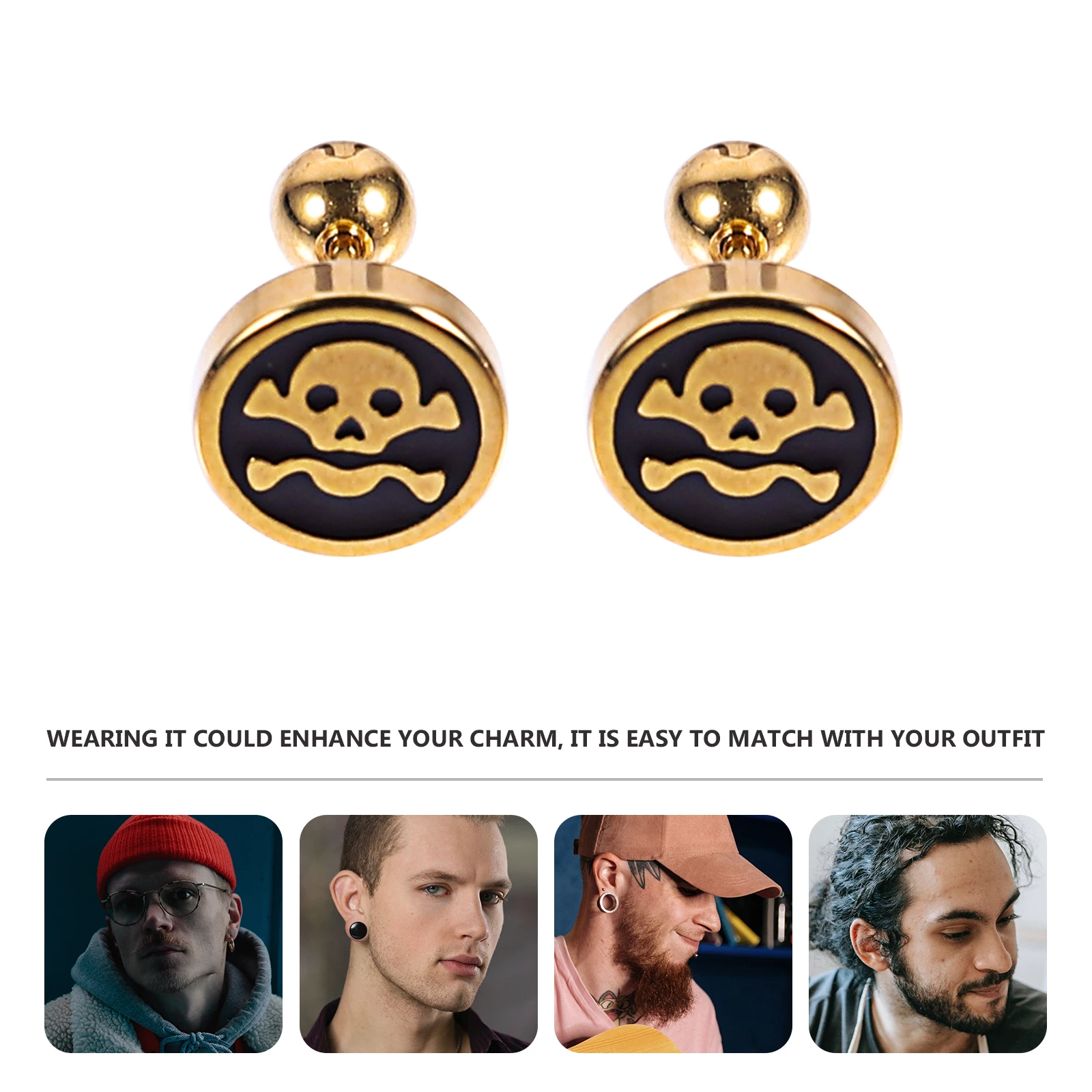 

Skull Shaped Ear Studs Fashion Male Earrings Ear Studs Gift Stainless Earrings Male Ear Accessories