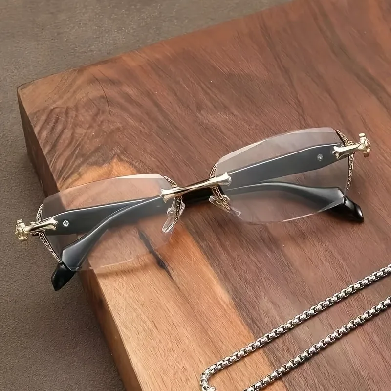 Neue Modische Randlose Herren-Business-Brille Quadratisch Anti-Blaulicht Geeignet für Tägliches Tragen