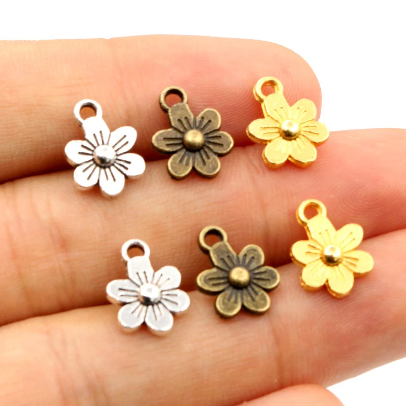 20pcs Charms Double Sided Flower 12x9mm Antique Making Pendant Fit,Bronze Vintage Antique Silver Color,DIY Handmade Jewelry