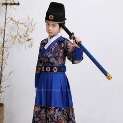 Traditional Chinese Style Hanfu Children Boy Cloak Guard Samurai Knight Party Cosplay Costume Kids Tang Suit Performance Outfits