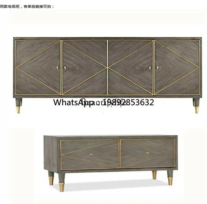 

FF American postmodern side cabinet light luxury storage entrance cabinet solid wood neoclassical retro