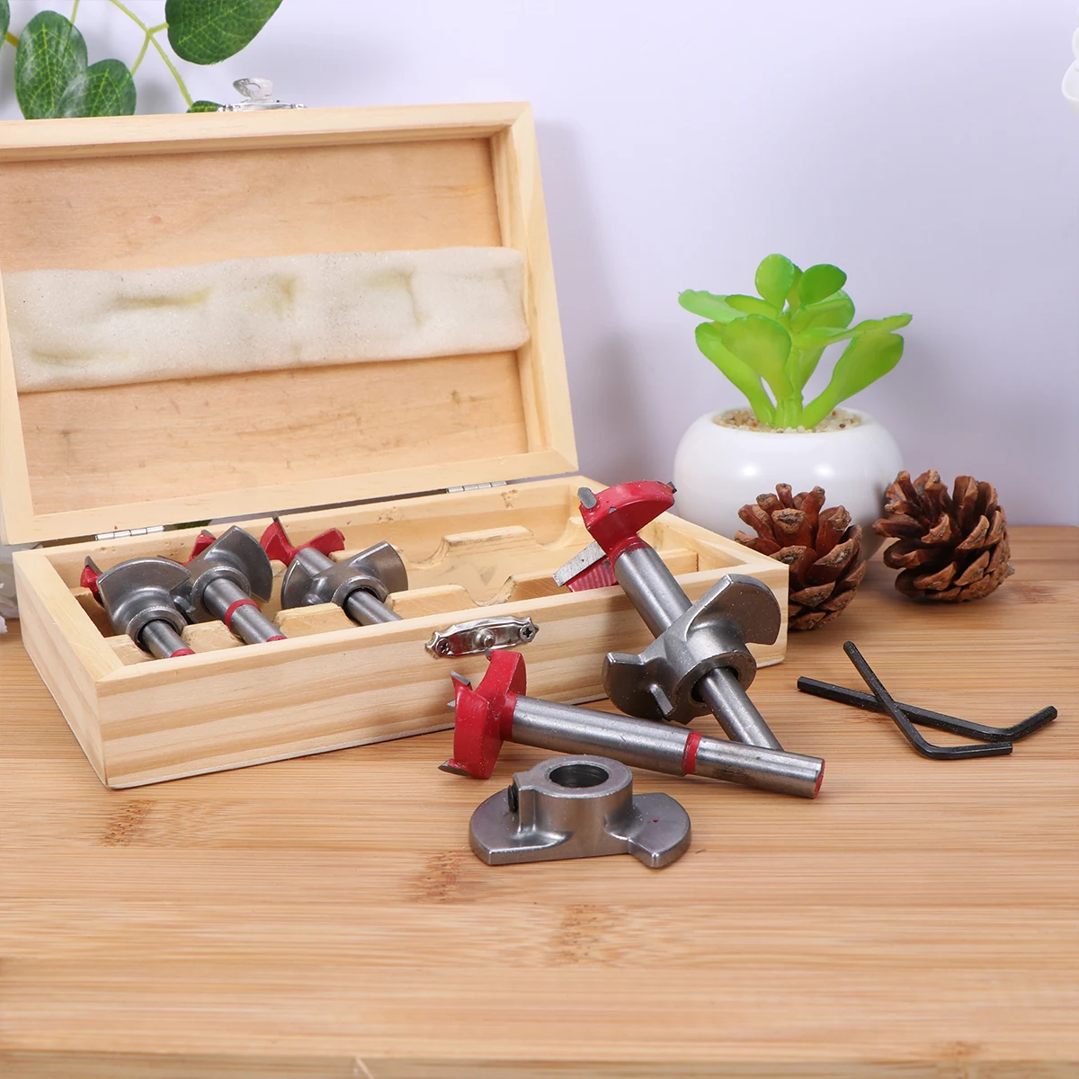 

5 Pcs Woodworking Hole Opener Set Saw Hard Auger Drill Bit Wooden for Power Tool