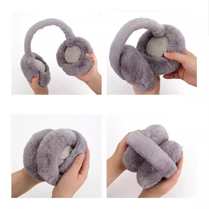 Cute Glitter Cat Ear Earmuff Soft Plush Warmer Winter Warm For Women Men Fashion Solid Earflap Outdoor Cold Protection Ear Cover