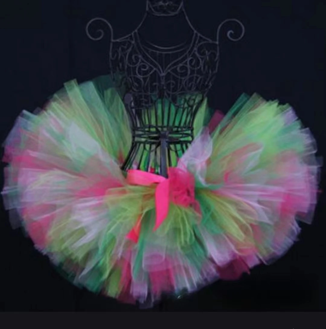 Girls Fluffy Tutu Skirt Rainbow Color Dance Ballet Tutu Skirt Girl Baby Birthday Party Wear Halloween Costume Clothing Kids