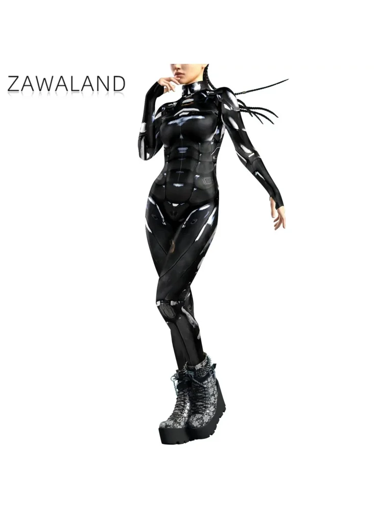 زي بدلة جسم تنكري للنساء ، تكنولوجيا المستقبل ، روبوت البونك ، طباعة الملمس الملونة ، زينتاي ، بدلة جسم ، زي هالوين ، ملابس