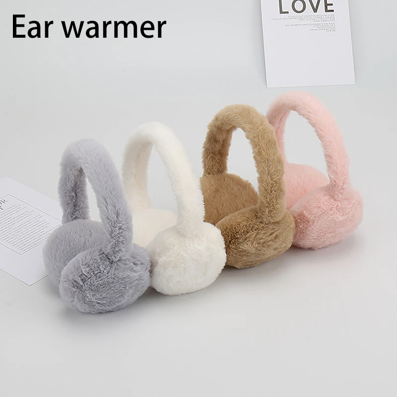 Winter Warm Female Korean Edition Cute Student Solid Color Ear Protection Soft Plush Ear Pack Anti Freeze Adjustable Eartips