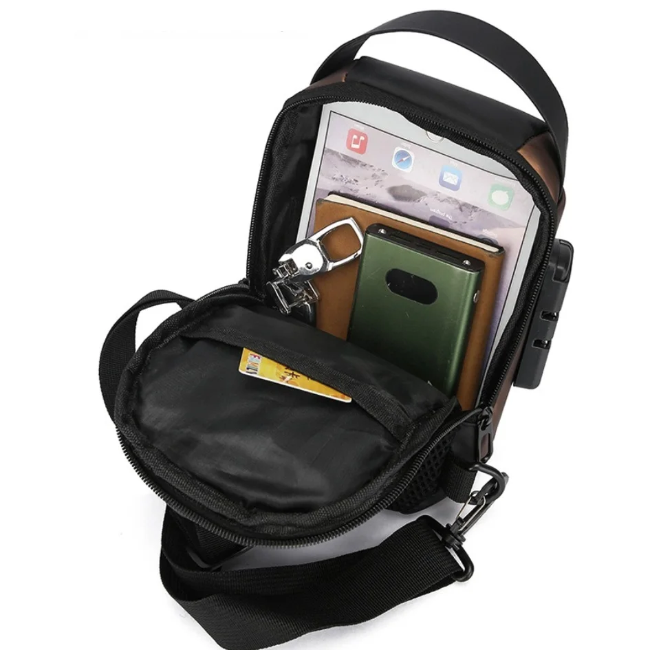 Multi-functional Anti-Theft Chest Bag with Password Lock-Large Capacity/Waterproof/USB Charging Port for Commuting & Outdoor Use