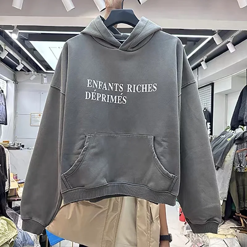 Street Oversized ERD Beautiful Washed Hoodie Letter Printed Best Quality Loose Sweatshirt Fashion Vintage Pullover Hoodie