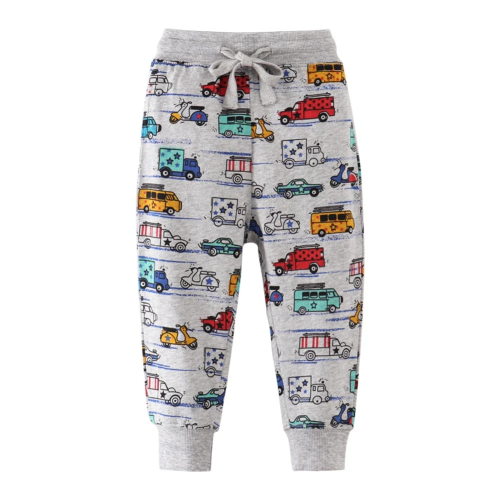 Boy Trousers Cartoon Print Truck Pattern Thickened Sweater Sports Pants