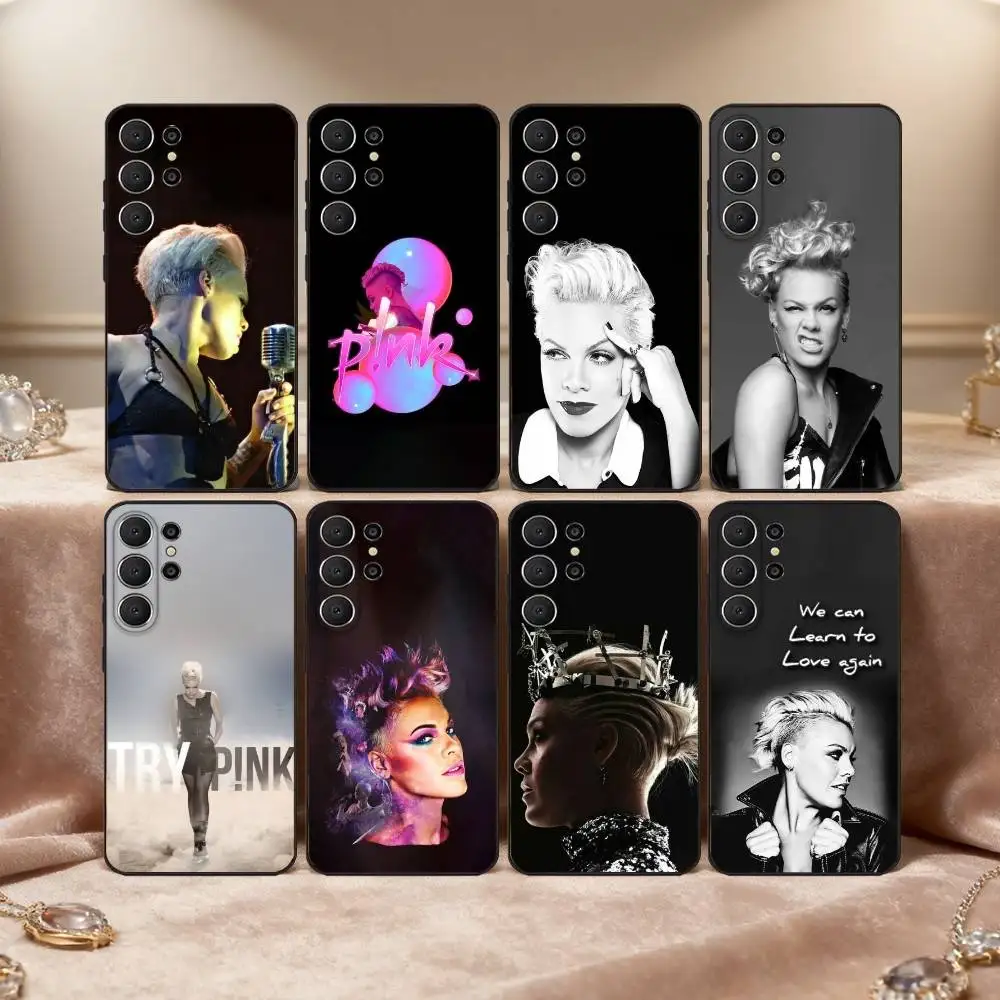 

Singer P-P!NK Phone Case For Samsung S26,S25,S24,S21,S22,S23,S30,Ultra,S20,FE,Lite,10,9,Black Cover