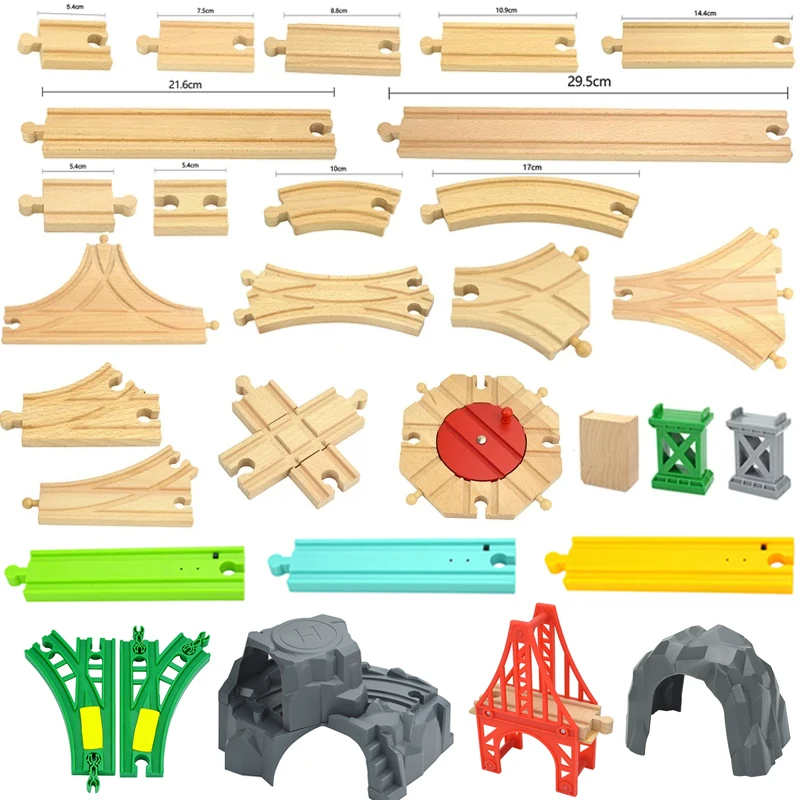 Rieles de tren de madera de haya para niños