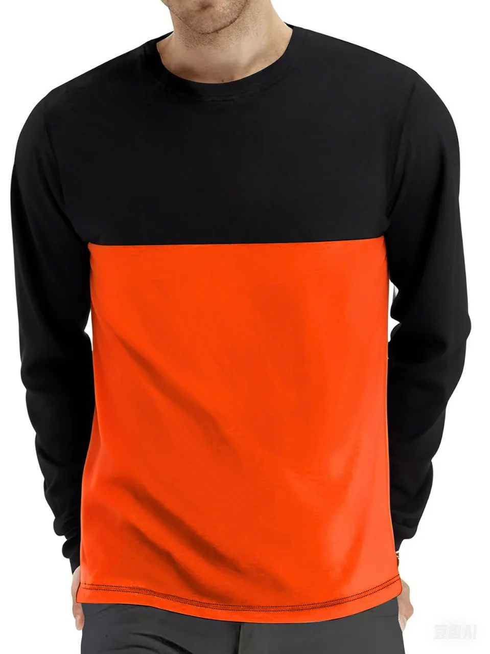2026 Men's Solid Color Round Neck Long Sleeve T-Shirt  Summer Comfortable Breathable Casual Top in Various Colors