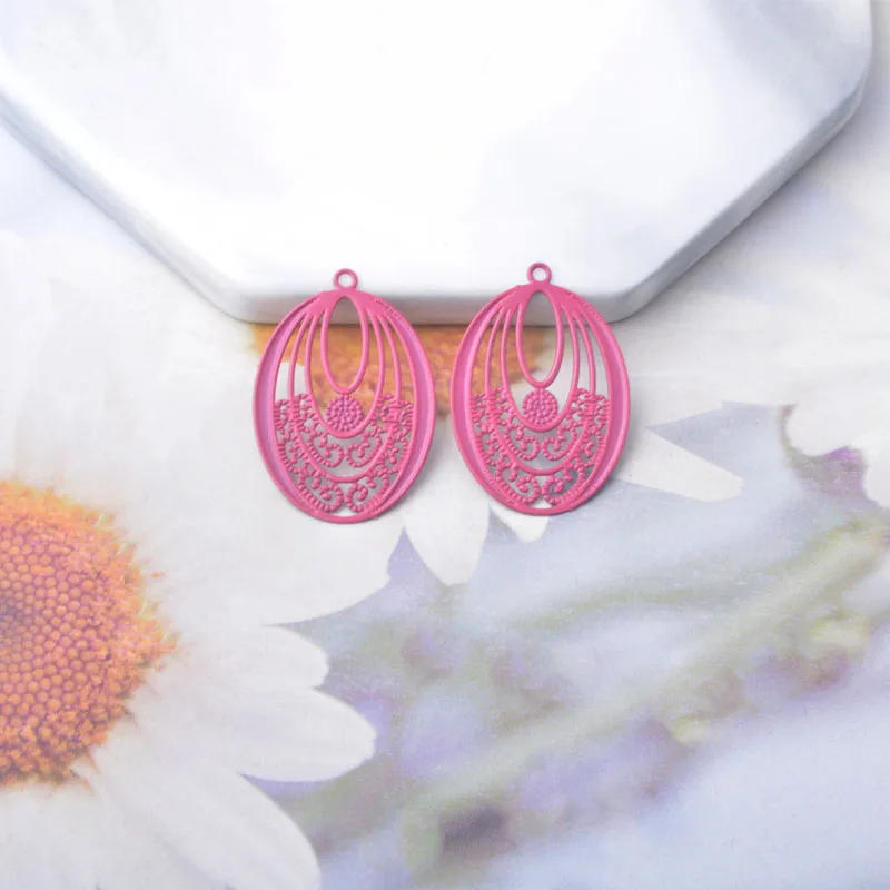 30 Stück AB494 Messing-Schmuckanhänger in Hellgold, ovale Charms für DIY-Ohrringe und Halsketten für Damen – Detail 10