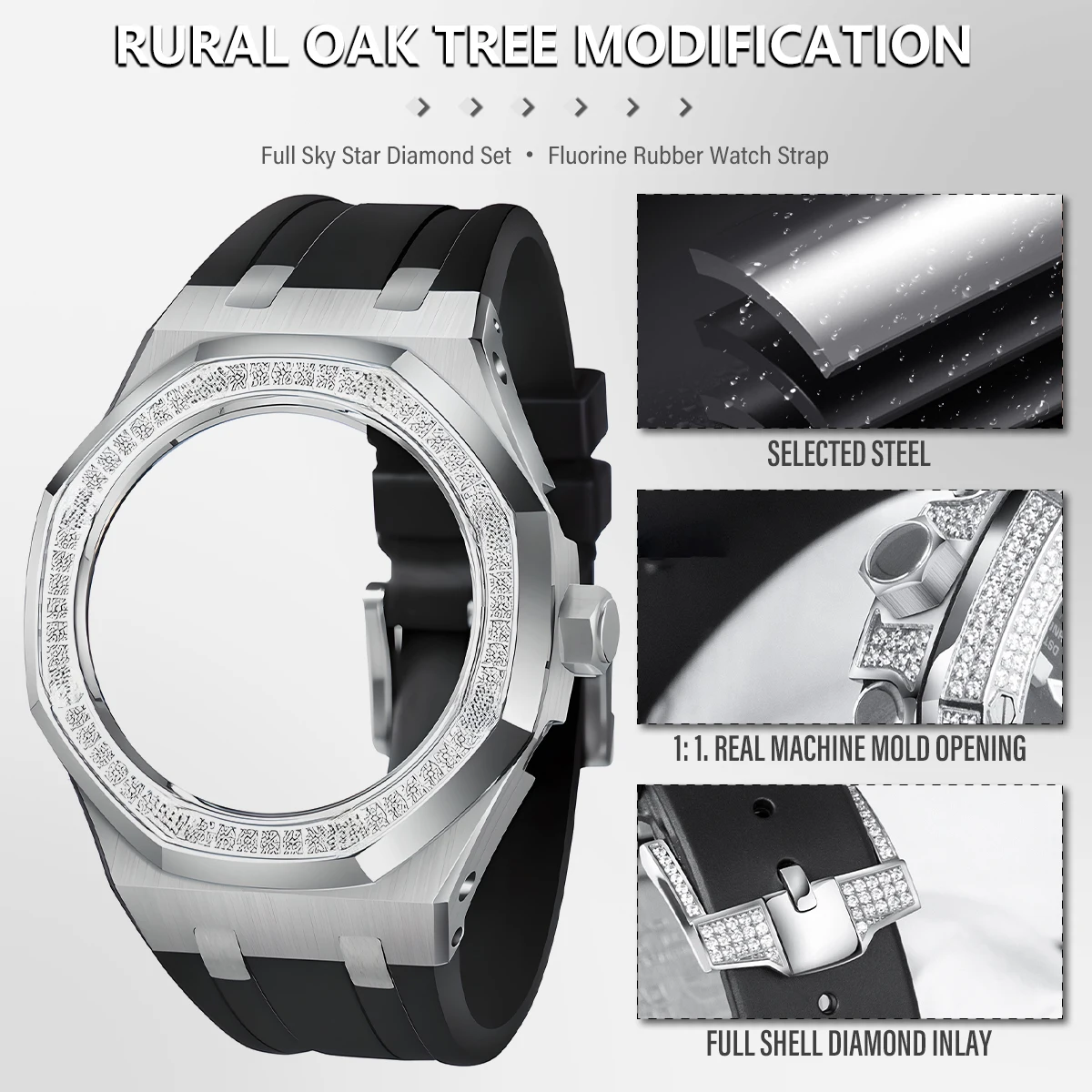 Imagem -06 - Diamante Case Modificação Kit Mod Kit Metal Aço Bisel Rubber Strap Casioak Ga2100 Junta com Parafusos Gen5