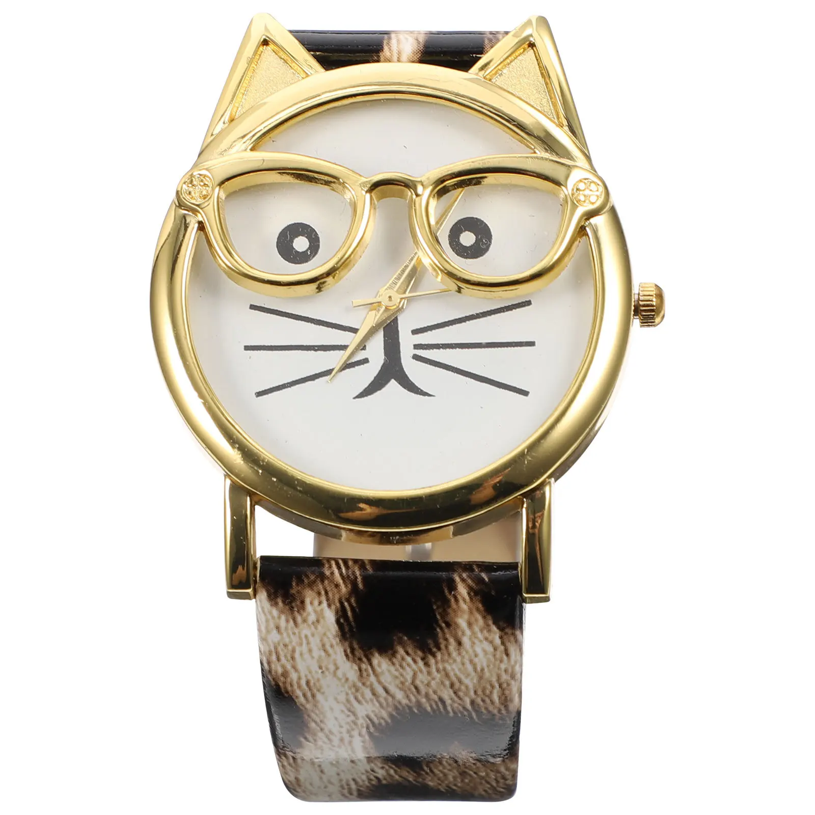 Orologio da polso per bambini alla moda, design con barba di gatto, cinturino in PU, movimento al quarzo, orologio da polso per bambini, da indossare ogni giorno