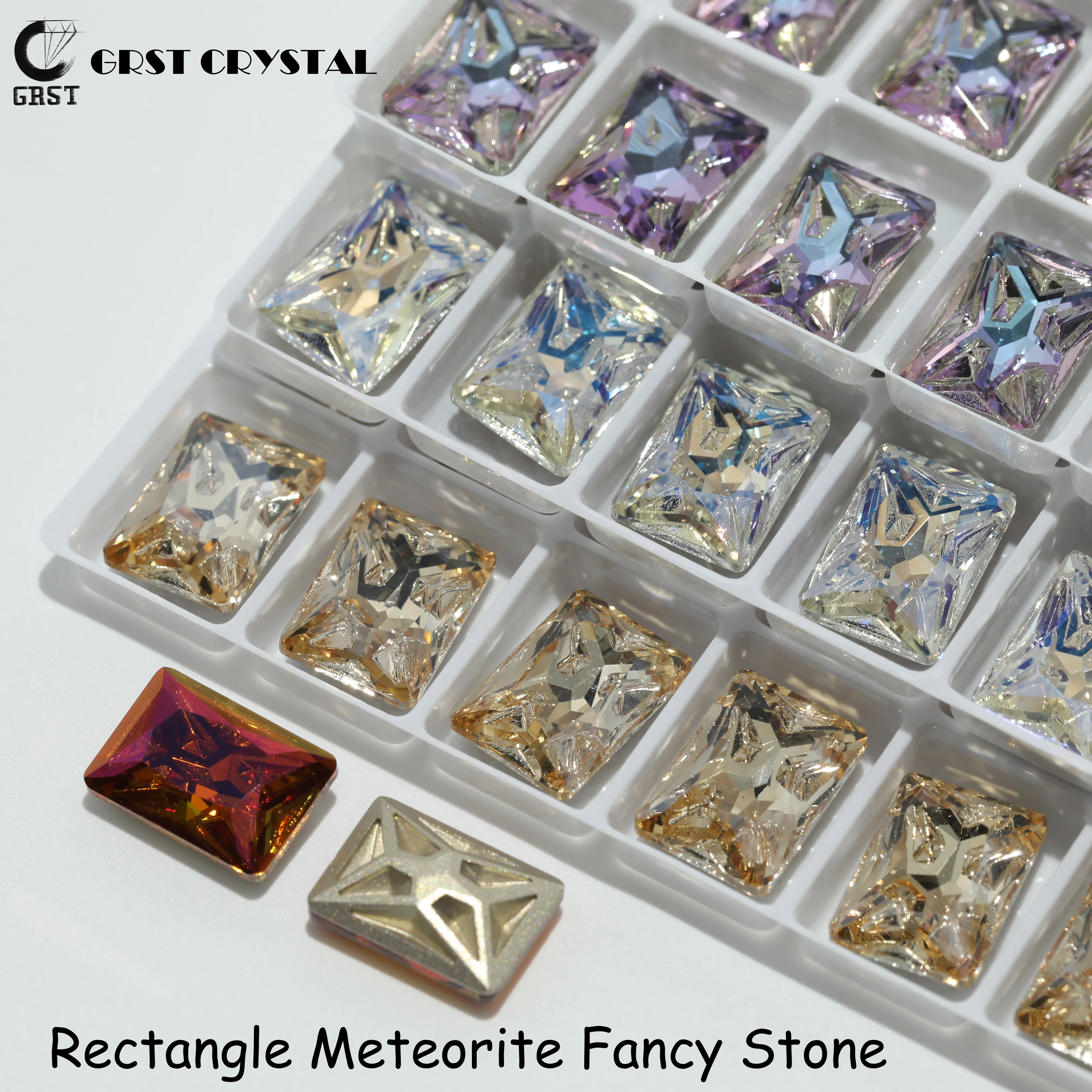 GRST Premium Meteorite Series Strasssteine DV4025 Rechteckige Fancy Stones Glänzende Kristalle für DIY Nagelkunst, Hochzeitskleider, Taschen und Zubehör – Detail 1