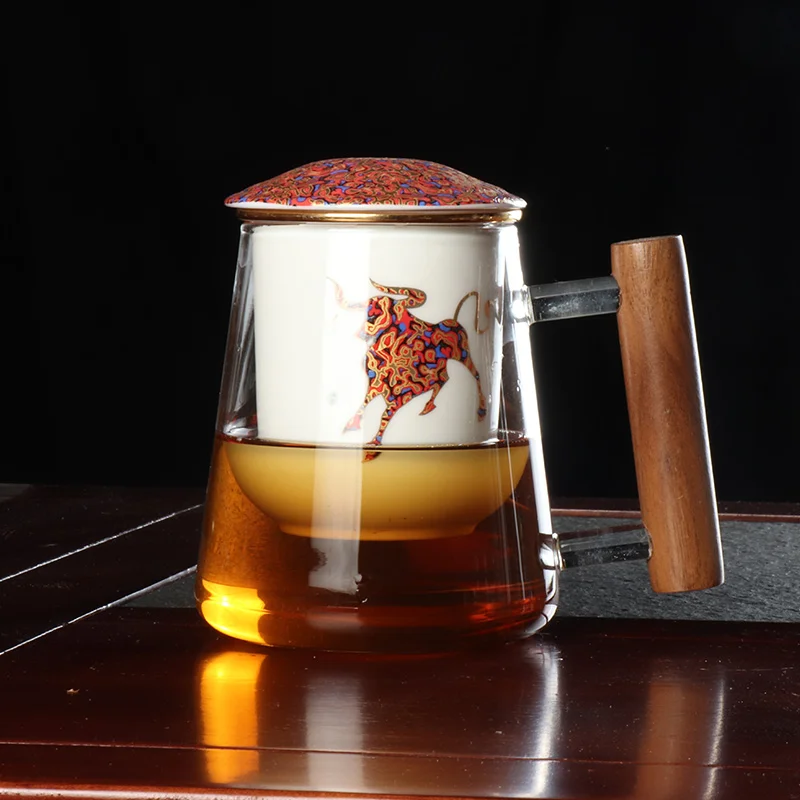 

Набор из 3 термостойких стеклянных чашек для чая: прозрачные чашки для заваривания чая с разделителем для заварки и воды