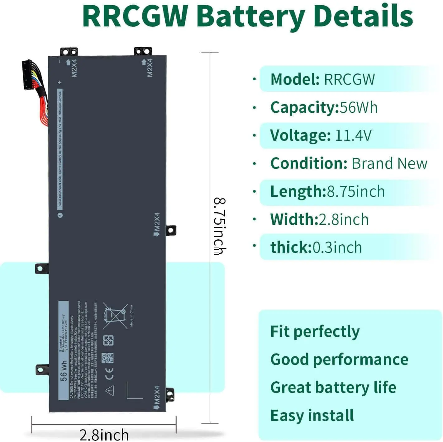 Imagem -02 - Rrcgw Bateria do Portátil para Dell Precisão 5510 5520 5530 Série Xps 15-9550 15-9560 15-9570 P56f P56f001 H5h20