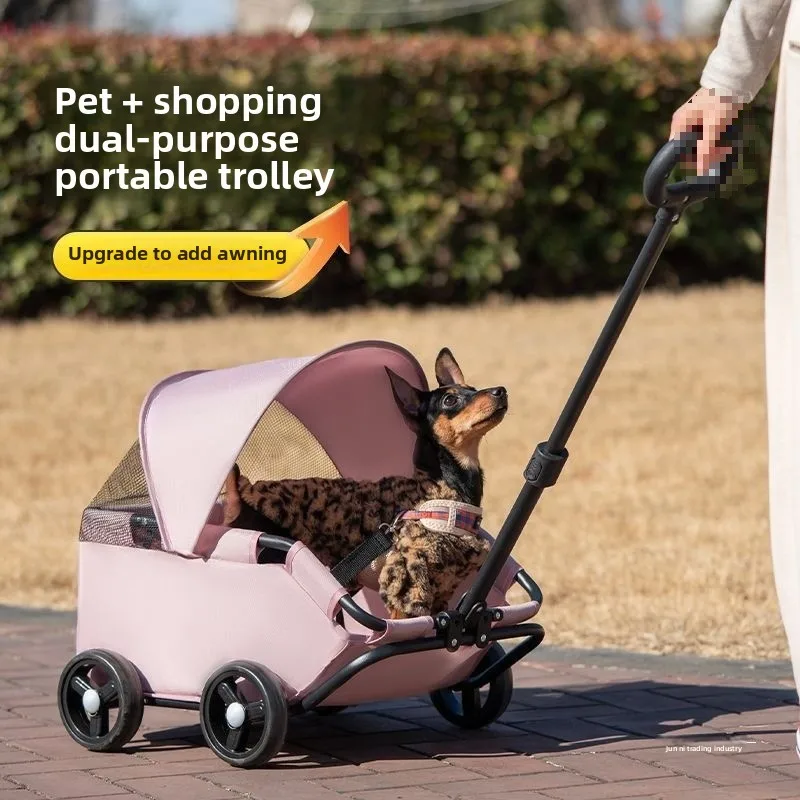 

Summer Pet Stroller Portable Dog Carriers 4 Wheels Pet Travel Carrier Stroller with Sun Cover Breathable for Small Medium Dogs