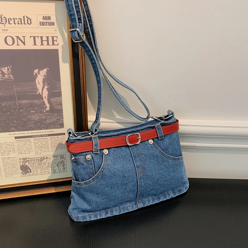 

Luxury designer jeans bags women Moto Style denim crossbody bags for women Casual handbags personality Creative shoulder bags