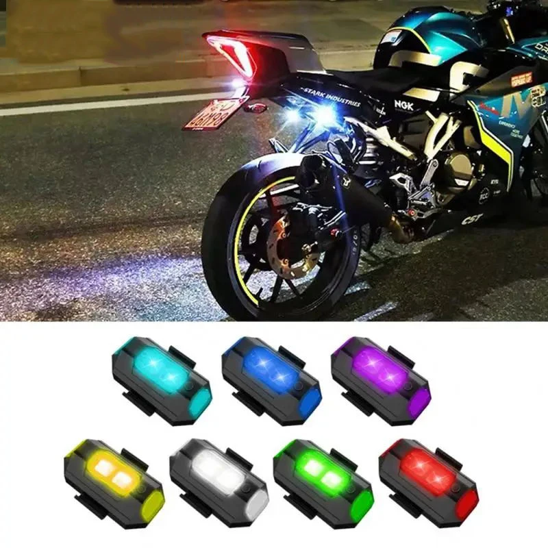 LED Lights for Motorcycle Mini Signal Light Safety Wireless Under Bike Strobe Light Drone Strobe Lights 7 Color Turn Signal Lamp