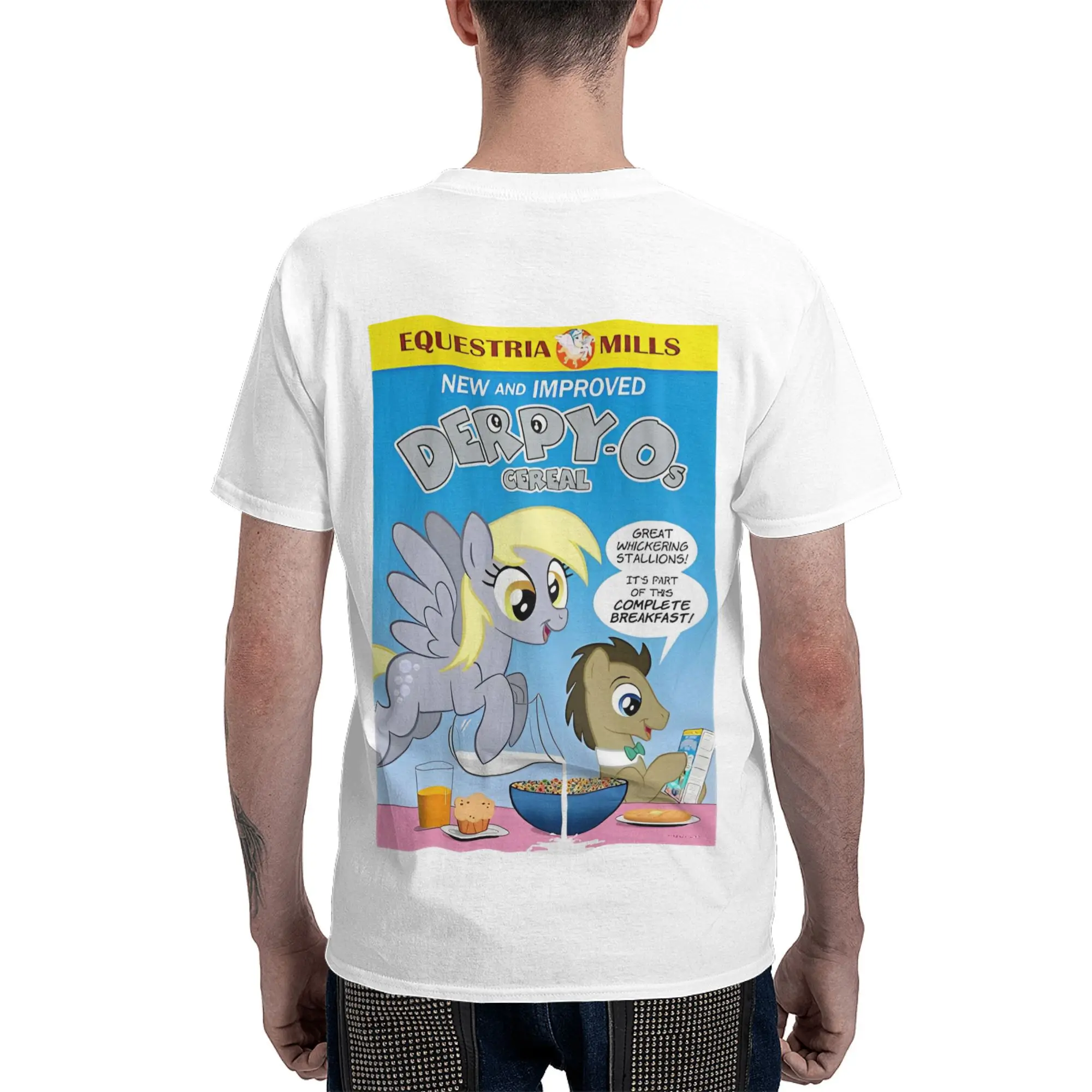 Derpy Hooves-O's CEREAL T Shirts Men Women's Cotton Fun T-Shirts Ponies friendship is magic Tee Shirt Short Sleeve Clothing