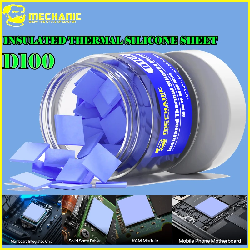 

MECHANIC 100pcs Insulating Flame Retardant High Thermal Conductivity Soft Shock Absorbing Thermal Pad D100 for PC Motherboard