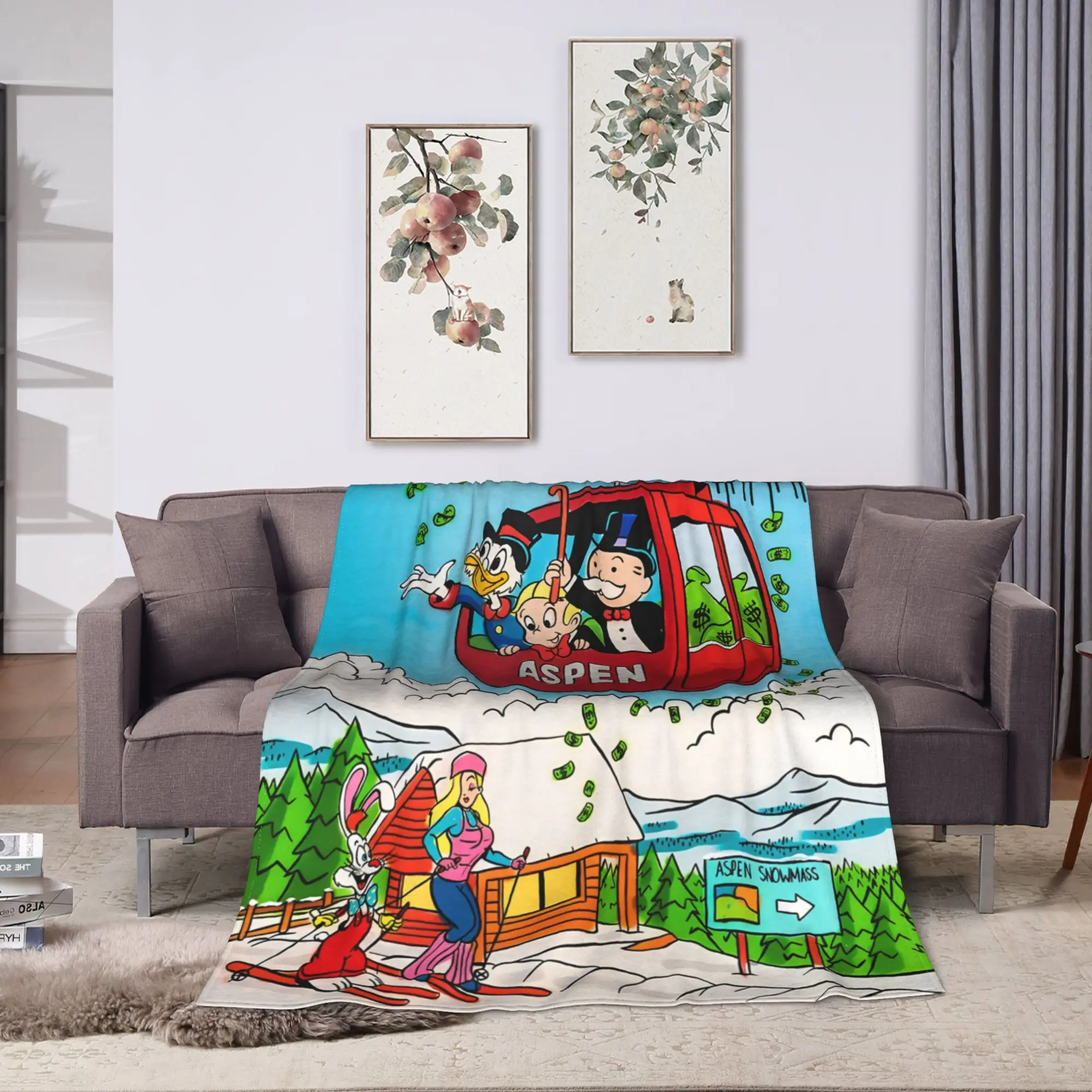 Soft Blanket Airplane Travel ski alec  Monopolys Money Dance Throw Blanket Flannel Bedspread For Home Decor Funny Sofa Bed Cover