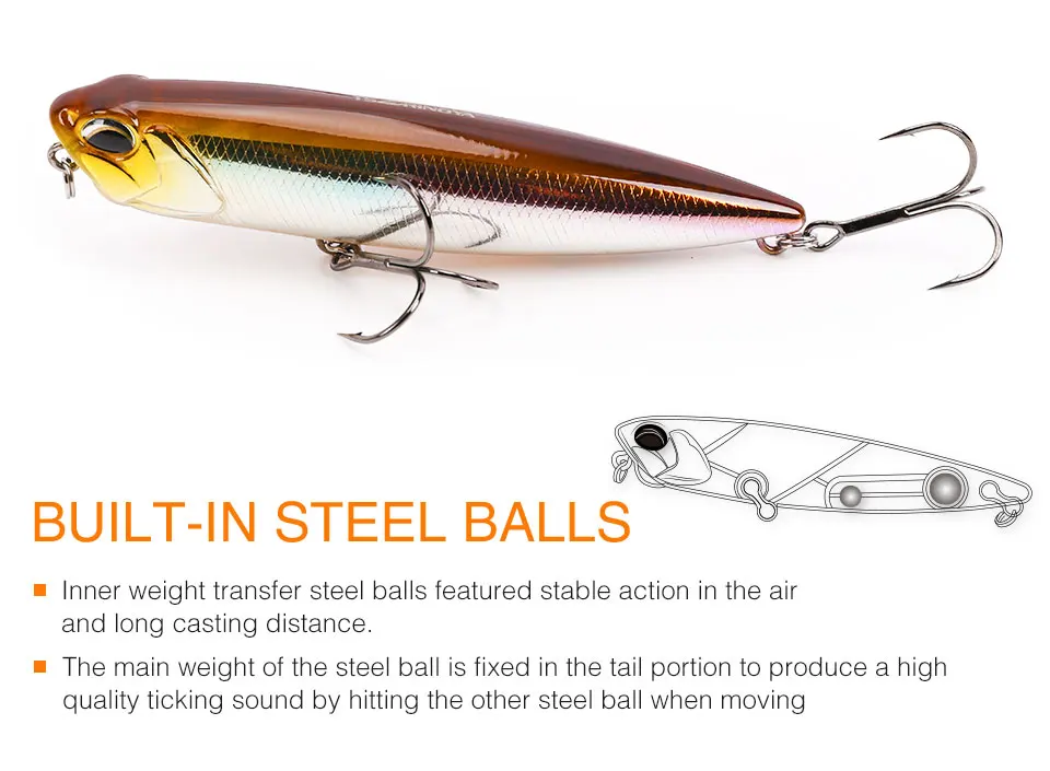 TSURINOYA Topwater Pencil Angelköder DW59 85mm 10,5g Künstlicher Harter Köder Schwimmender Wobbler für Hecht und Barsch Effektiver Schwimmköder – Detail 10