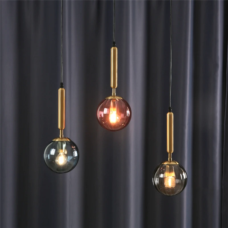 Modern Pendant Lights Wave Glass Ball LED Pendant Lamp Loft Bedroom Kitchen Hanging Lamps for Living Room Pendant Light Fixtures