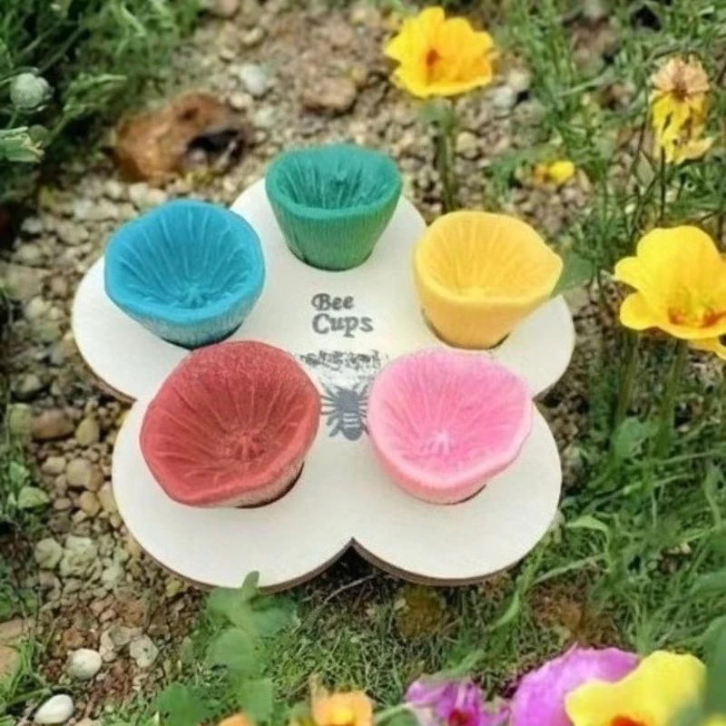 Home Bee-Insect Drinking Cups - Resin Flower Bee-Insect Drinking Cup - Feeding and Drinking Cup for Wood Board Garden