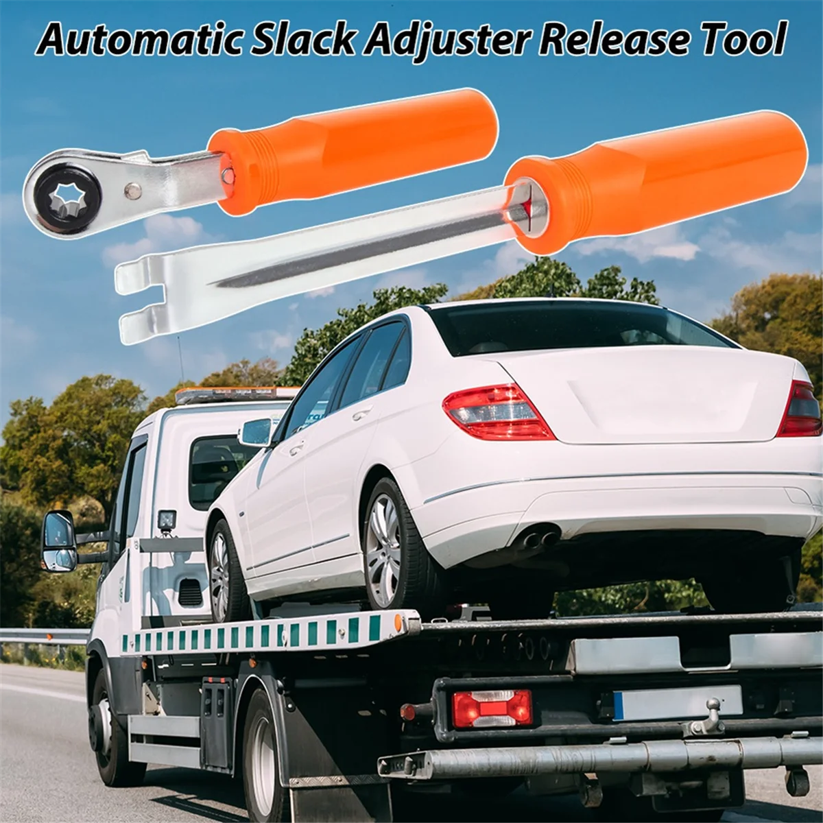 

AA25 2PCS Automatic Slack Adjuster Tools,5/16in Double Square Ratcheting Wrench & Fork End Release Tool,Brake Adjustment Tool