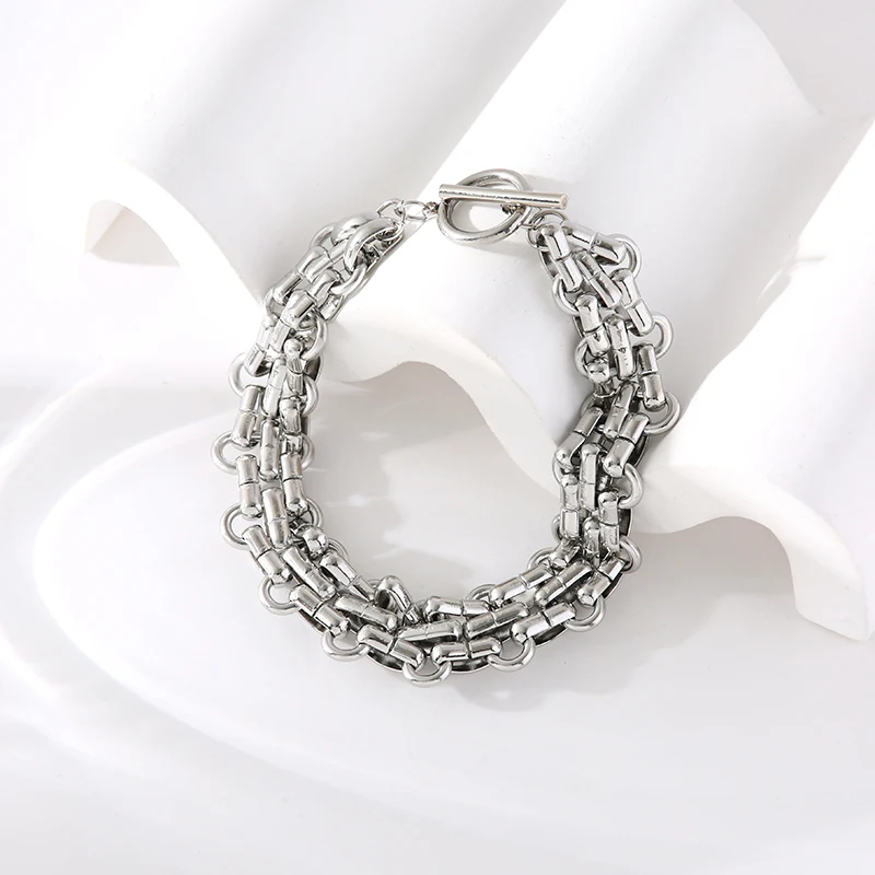 EILIECK 316L Edelstahl Silberfarbenes Kubanisches Ketten-Statement-Halsketten-Armband-Set Charm Mode Damen Wasserdichtes Schmuckset – Detail 16