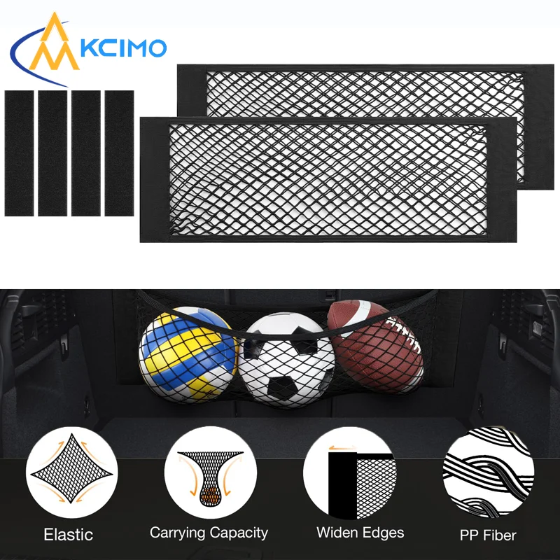 Universal Dual-layer Nylon Elastic Mesh Car Storage Bag, Black Sundries Organizer Pocket for Seat Back & Trunk All Vehicle