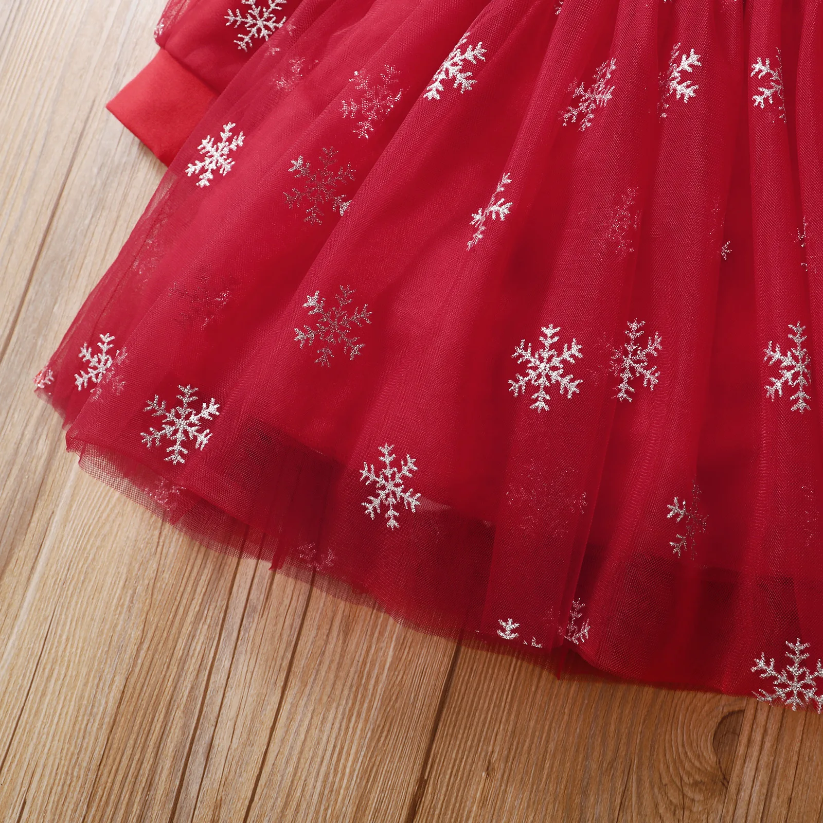 Prowo Baby Christmas Dresses Letter Snowflake Princess Mesh Red Dress Girl Party Newborn My First New Year Costume Baby