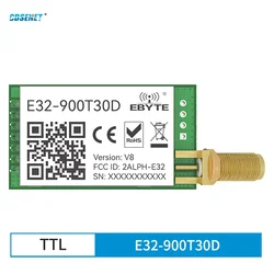 LoRa Wireless Serial Port Module RF UART 868MHz 915MHz 30dBm 8km Long Range SMA-K CDSENET E32-900T30D TTL DIP Tranceiver
