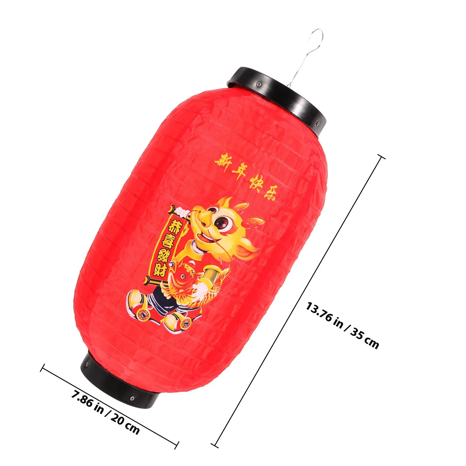 Fabric Chinese Lantern Decor Hanging Ornament Festive Red New Year Dragon Style Pendant for Front Door Window Tree Car Home view 5