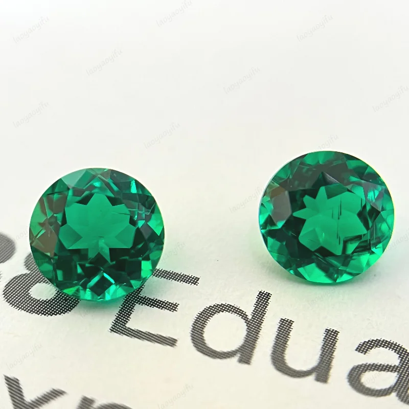 Lab Grown Columbia Emerald Hand-cut Multiple Size Charms Gemstone Round Shape for Jewelry Rings Earrings Making Selectable AGL
