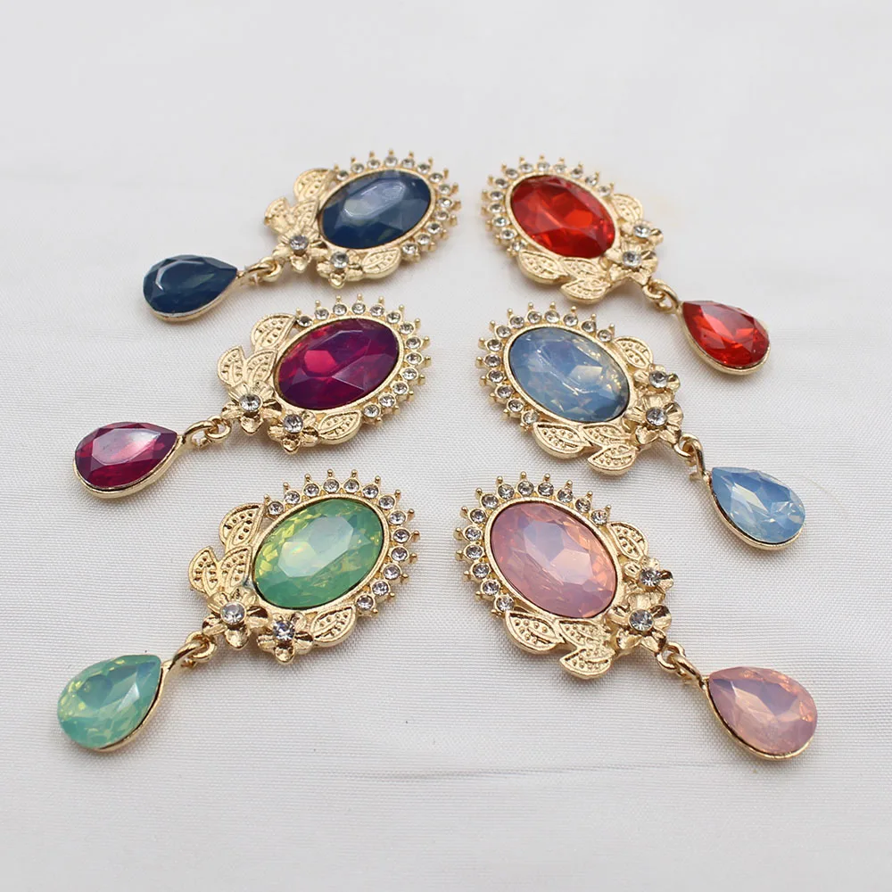 Fashion new 5-piece/batch gold bow, rhinestone resin material, alloy pendant, DIY flower wreath, bow tie, forehead chain, hollow