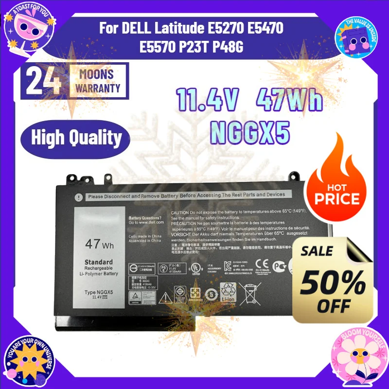 SWZY 11.4V NGGX5 Laptop Battery For DELL Latitude E5270 E5470 E5570 P23T P48G Series M3510 JY8D6 954DF 0JY8D6 53VJ6 0RDRH9