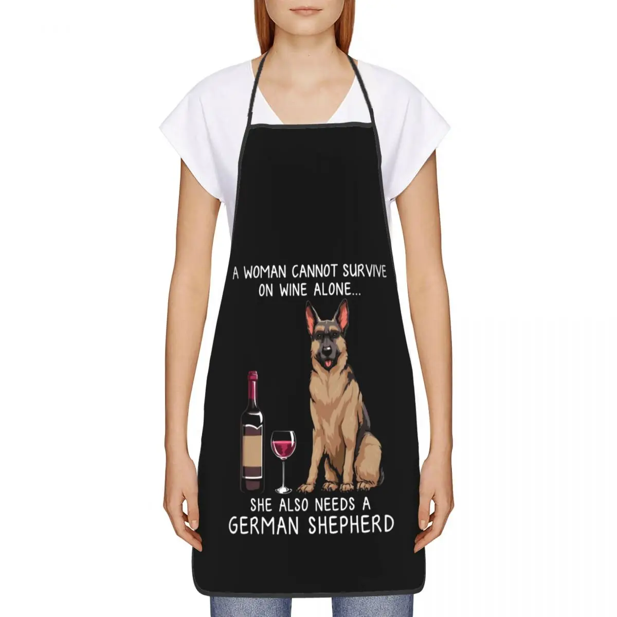 Funny Pet Dog And Wine Apron Men Women Unisex Kitchen Chef Husky Poodle Bulldog Tablier Cuisine for Cooking Baking Gardening